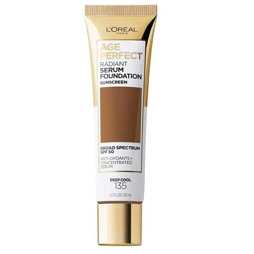 L'OREAL Age Perfect Radiant Serum Foundation, Derp Cool 135, SPF 50, New